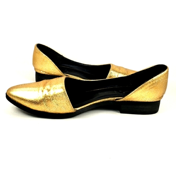 Qupid D'orsay Metallic Gold, Slip On, Pointy Toe, Open Side Flats. Women's 7M - Picture 4 of 12